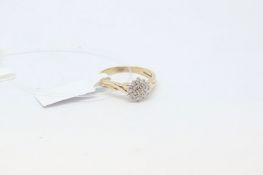 Diamond cluster ring, single cut diamonds weighing an estimated 0.20ct, set in 9ct yellow gold, ring