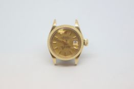 Ladies Rolex Oyster Perpetual Date Just, champagne dial, gold baton hour markers, fluted bezel,