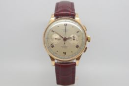 Vintage Chronographe Suisse, circular dial with two subsidiary chronograph dials, Roman numerals,