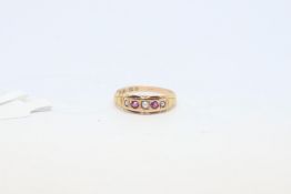 Victorian ruby and split pearl ring, hallmarked 15ct gold, ring size P