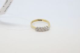 Five stone diamond ring, five round brilliant cut diamonds weighing an estimated total of 0.50ct, in