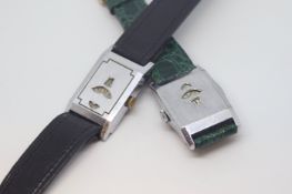 Two Gentlemen's Deco Tank digital display watches, circa 1940s, manual wind 17 jewelled movements,