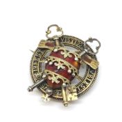 Silver and enamel brooch, depicting the Vatican Coat of Arms, set with red enamel, 'Vbiest Petrvs