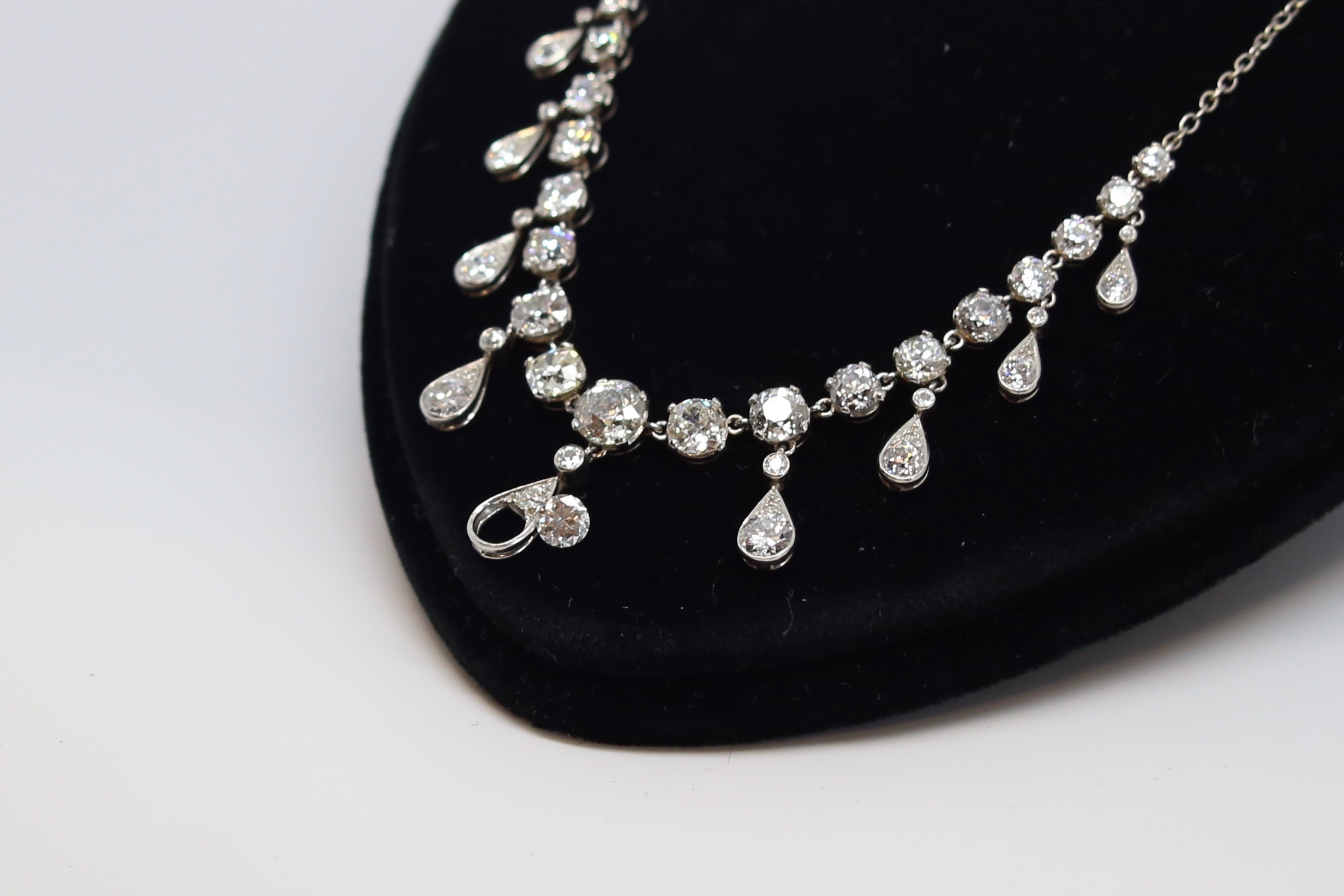 Old cut diamond riviere necklace, graduating old cut diamonds four claw set, 0.10ct to approximately - Image 2 of 2