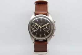 Gentlemen's Military CWC 'Crows Foot' Vintage Chronograph, circular black dial marked with 'crows