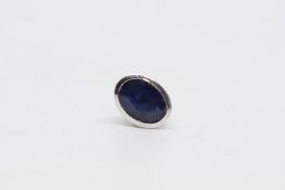 Single sapphire earring, oval cut sapphire mounted in 18ct white gold A/F