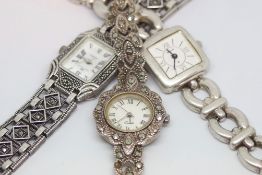 4 silver set watches including accurist and marco valentino