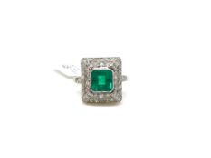 Colombian emerald and diamond cocktail ring, central 1.62ct Colombian emerald, set within a two