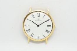 Gentlemen's Jaeger Le Coultre Yellow Gold Vintage Wristwatch, circular white dial with roman
