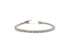 Diamond tennis bracelet, brilliant cut diamonds, illusion set, 3mm wide white gold bracelet,