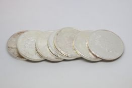 Seven Canadian fine silver 1oz coins, approximately 218g gross