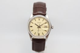 Gentlemen's Rolex Oyster Date Precision, cream dial with baton hour markers, stainless steel case,