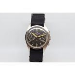 Gentlemen's Military Hamilton 'Crows Foot' Vintage Chronograph, circular black dial marked with '