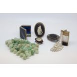 Selection of silver and costume jewellery including a Wedgwood brooch, a Ralco watch clip, a