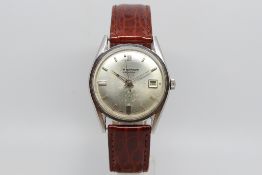 Gentlemen's J.W.Benson Vintage Wristwatch, circular silver dial with date aperture, 35mm stainless