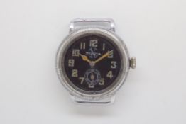 Gentlemen's Vintage Helvita Pilots Watch, circular porcelain black dial with Arabic numerals and a