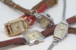 Four ladies vintage watches including Art Deco chrome plated cocktail watch