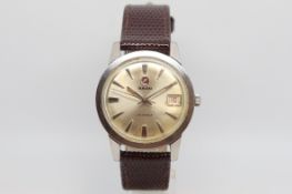 Gentlemen's Rado Vintage Wristwatch, circular dial with baton hour markers and a date aperture at