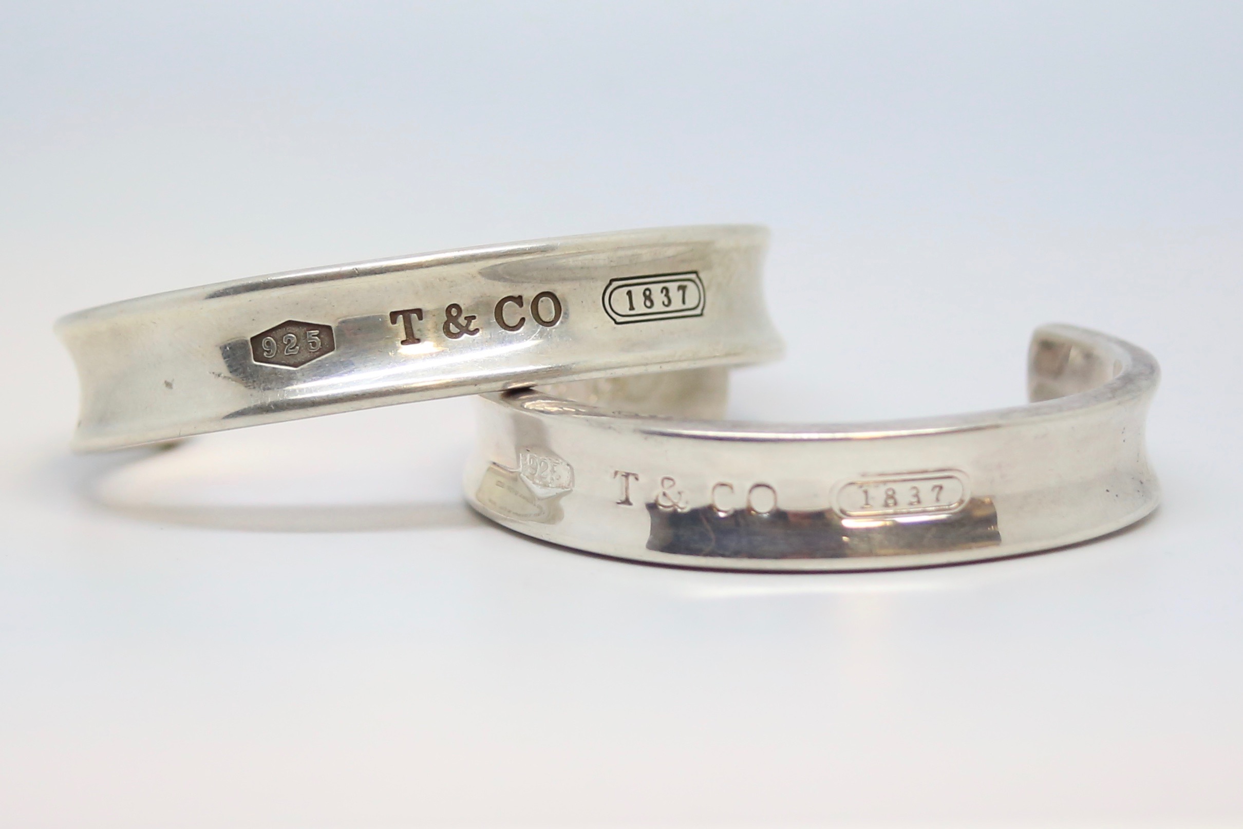 Two silver cuff bracelets