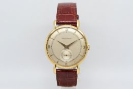 Gentlemen's Jaeger LeCoultre Oversized 18ct Gold Vintage Watch, circular dial with both Arabic and