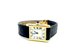 Ladies Cartier Tank Wristwatch, rectangular dial with roman numerals and inner minute track,20mm