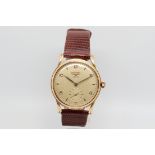 Gentlemen's Vintage Longines 18ct Watch, circular dial with a mixture of baton hour markers and
