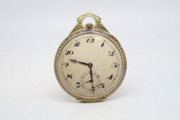 A Paul Ditisheim open faced pocket watch, large cream dial with Arabic numerals, subsidiary