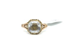 Stuart crystal mourning ring, gold wire detail, beneath a faceted rock crystal top, with braided