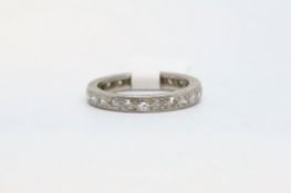18ct white gold diamond eternity ring. Size K 1/2. Engraved sides. 3.7g