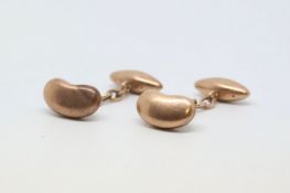 Victorian 9ct rose gold cufflinks, one side in the form of a kidney bean the other side a tapering