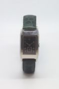 Mappin and Webb mechanical movement made by Movado, black lacquer dial with a subsidiary dial and