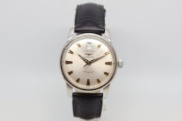 Gentlemen's Vintage Longines Automatic Conquest, circular silver dial with gold baton hour