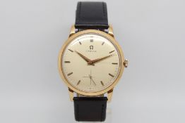 Gentlemen's Omega 18ct Vintage wristwatch, circular dial with baton hour markers and a subsidiary