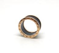 Bvlgari B.zero1 ring, 18ct rose gold and black ceramic, three spiral black ceramic centre with