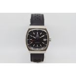Gentlemen's Zenith Automatic Date Watch , rounded square black dial with luminous baton hour