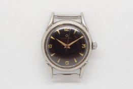 Gentlemen's Vintage Eterna-Matic Wristwatch, circular black dial with gold dagger hour markers,