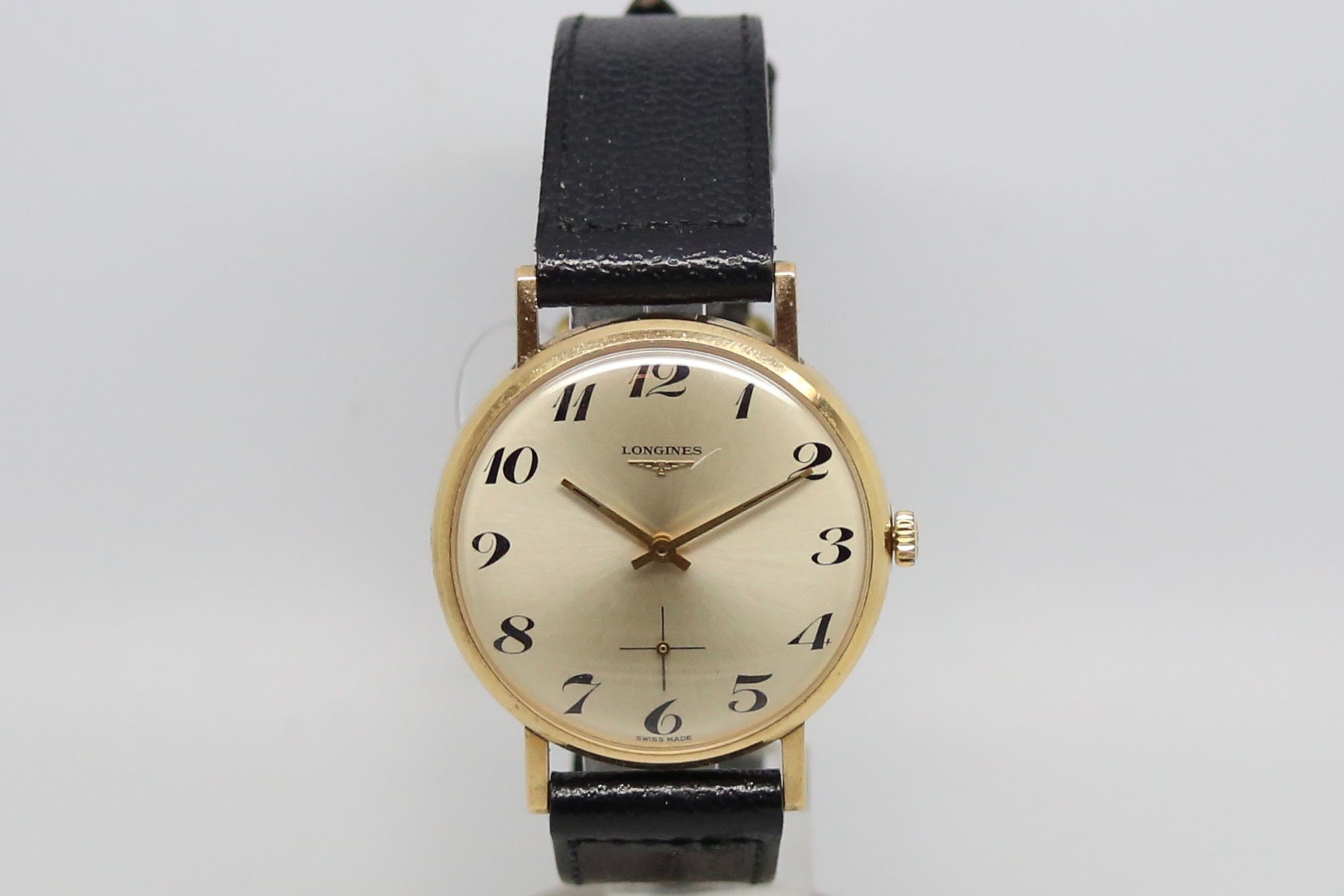 Gentleman's Longines Gold Vintage Wristwatch, circular dial with interesting arabic numerals with - Image 2 of 4