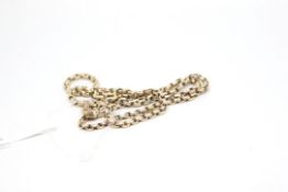 Yellow metal belcher chain stamped 9ct, length approximately 54cm, weighing approximately 10.8g