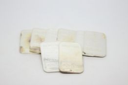 A quantity of 8 Johnson Matthey 1 once 999 silver bars, weighing approximately 252g gross