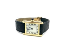 Ladies Cartier Tank Wristwatch, rectangular dial with roman numerals and inner minute track,20mm