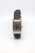 Gentlemen's Movado, mechanical rectangular green Arabic dial, with subsidiary seconds dial,