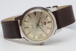 Gentlemen's Rado Vintage Wristwatch, circular dial with baton hour markers and a date aperture at