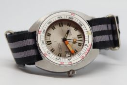 Rare Gentlemen's Stainless steel Doxa Searambler Sub 300T, circa 1960s, Silver dial, date window,