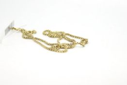 Yellow metal box link chain stamped 14ct, weighing approximately 8.1g