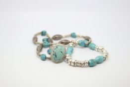 A quantity of mostly silver jewellery including Turquoise set bracelet, necklace and ring,