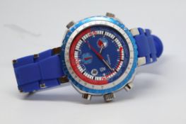 Gents Sorna NOS Yachting Worldtimer Chronograph Vintage Wristwatch, circular blue dial with two