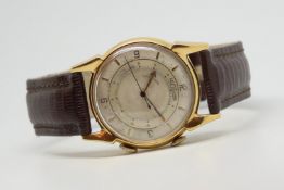 Gentlemen's LeCoultre Memovox Vintage Wristwatch, ciruclar dial with batonn and arabic numerals,