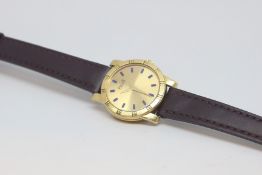 18ct Piaget, circular dial with Lapis Lazuli baton hour markers, 25mm case, leather strap, quartz