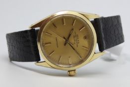 Gentleman's Rolex Air King Wristwatch, circular champagne dial with gold baton hour markers,