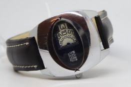 Gents Buler Digital Wristwatch, heavy 36mm stainless steel case, digital movement, circa 1970.